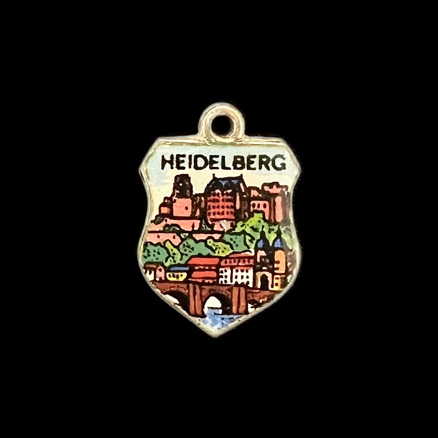 Vintage Heidelberg enamel and .800 silver souvenir charm