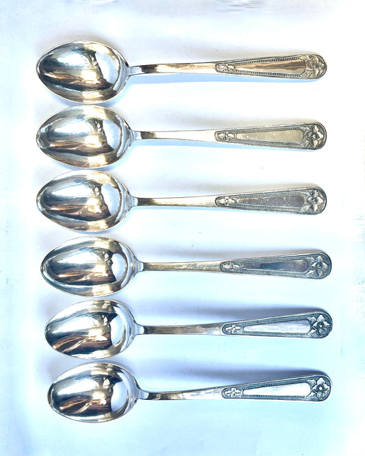 Set of 6 Chinese export silver spoons, marks for Jiu Xia, possibly Fang Jiu Xia, Shanghai (1880-1925)