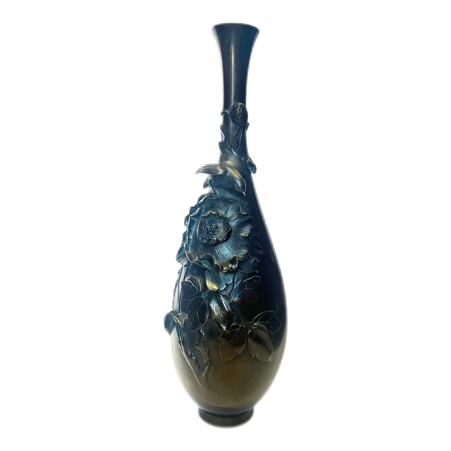 Antique 19th century Edo period Japanese bronze vase by Juko Toshimitsu (signed Juko)