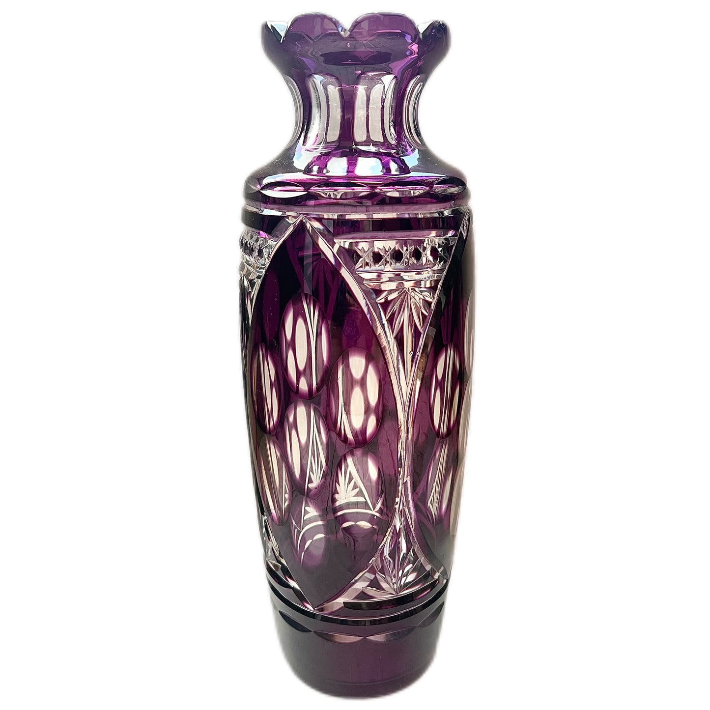 Statement antique late 19th century purple bohemian glass vase