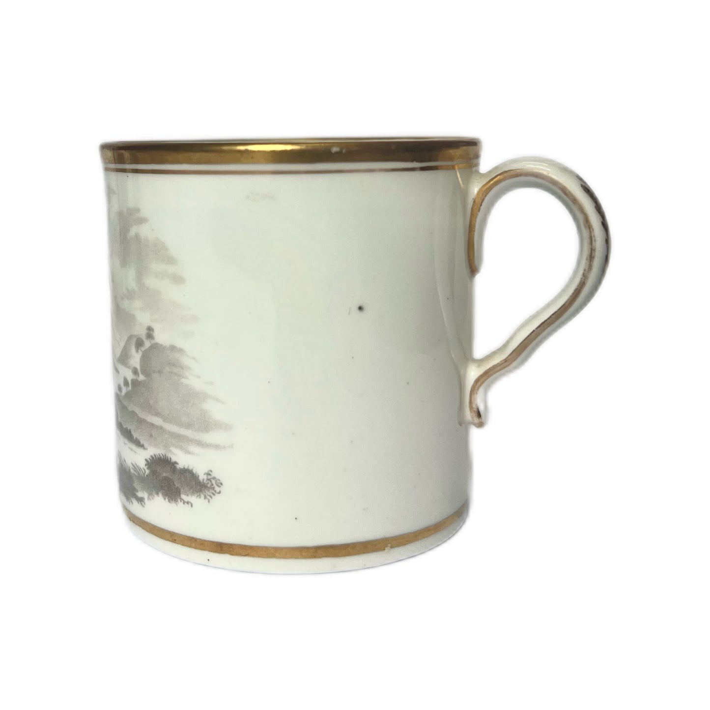 #1 Antique Spode Bat Ware coffee can, pattern 557