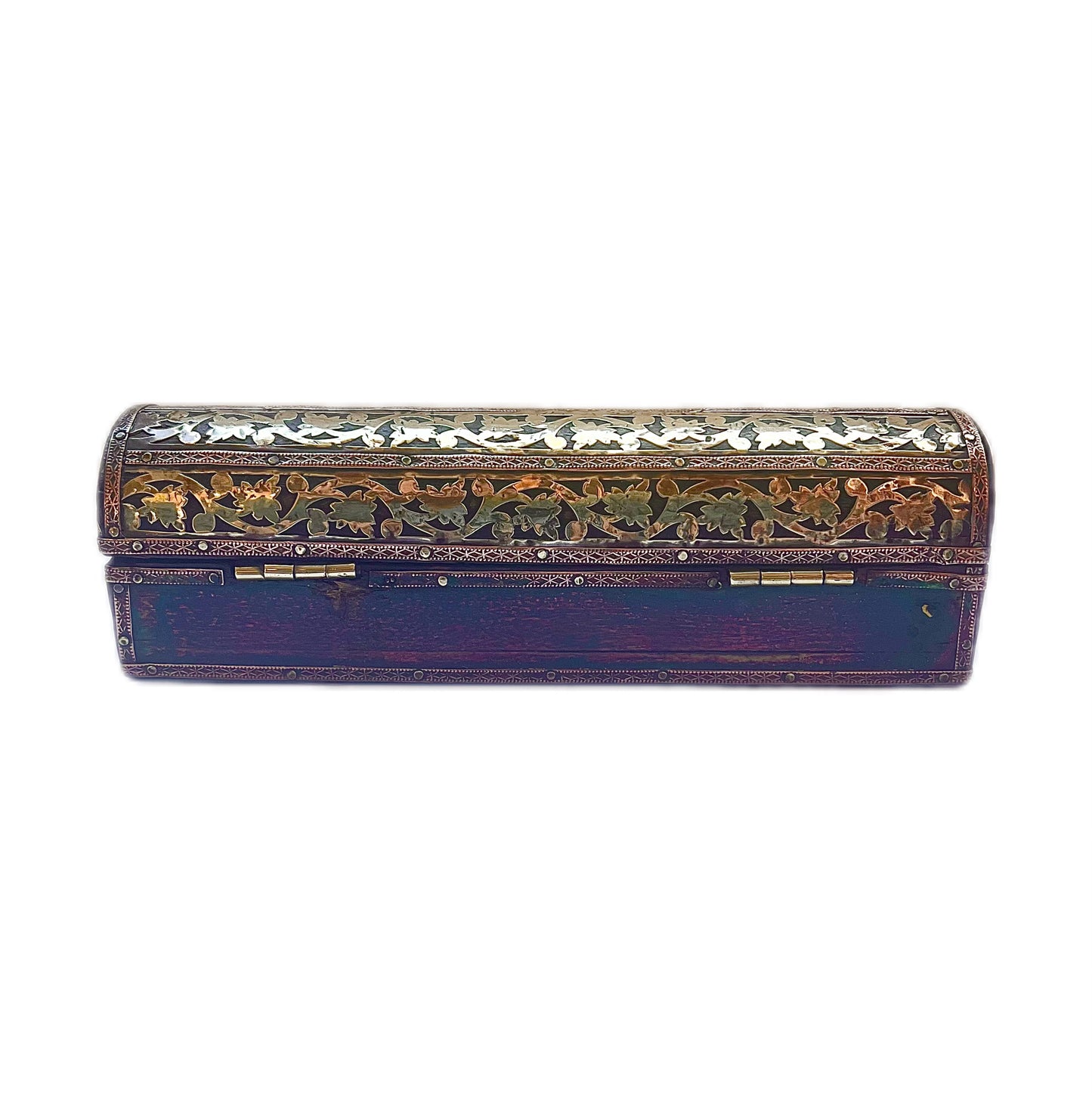 Vintage Indian brass and timber box