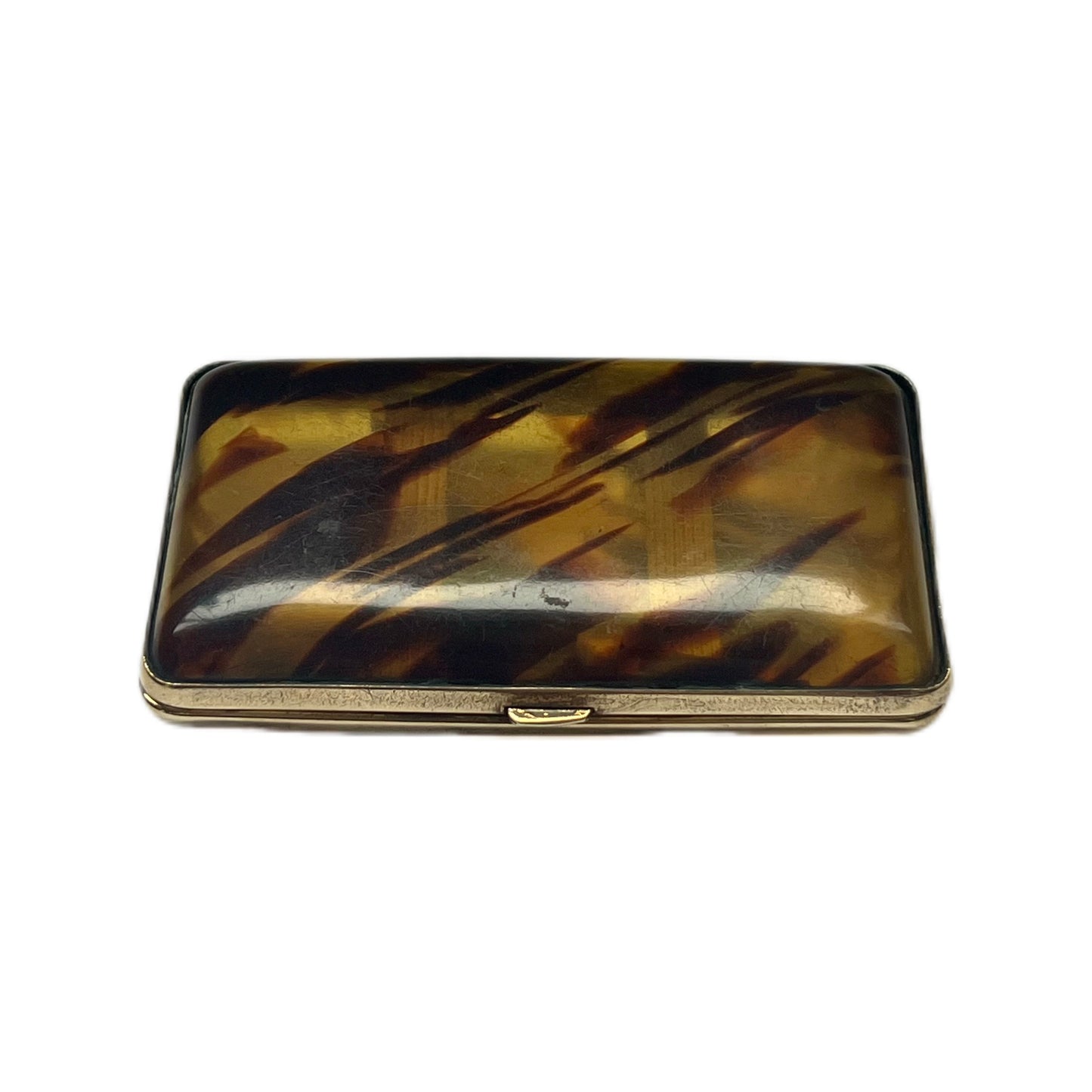 Antique Edwardian to Art Deco faux tortoiseshell celluloid cigarette case