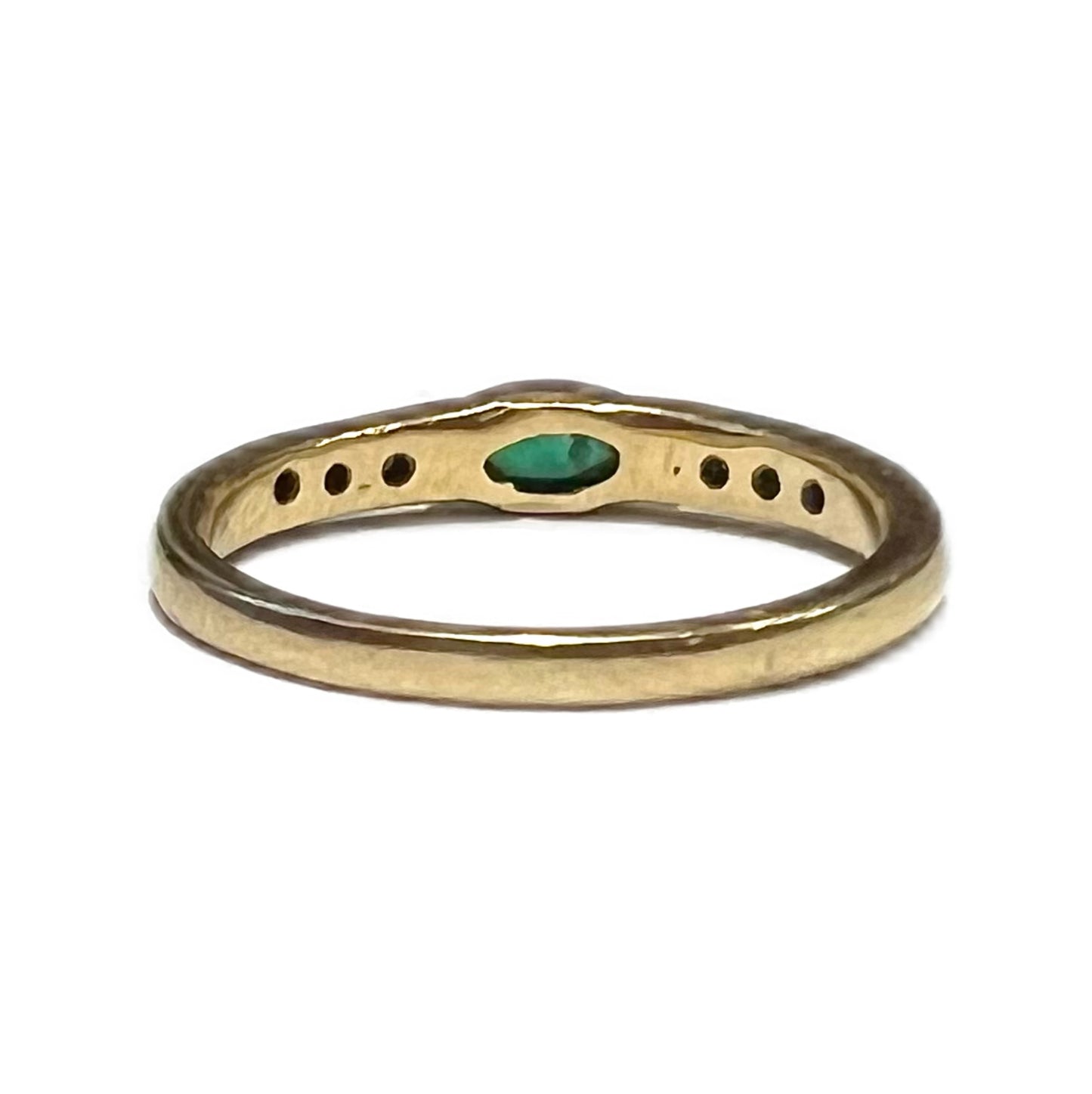 Vintage midcentury 18ct gold marquise bezel set emerald ring