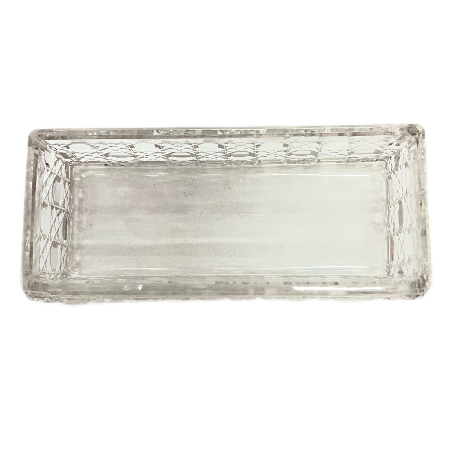 Antique George V sterling silver and cut glass trinket box