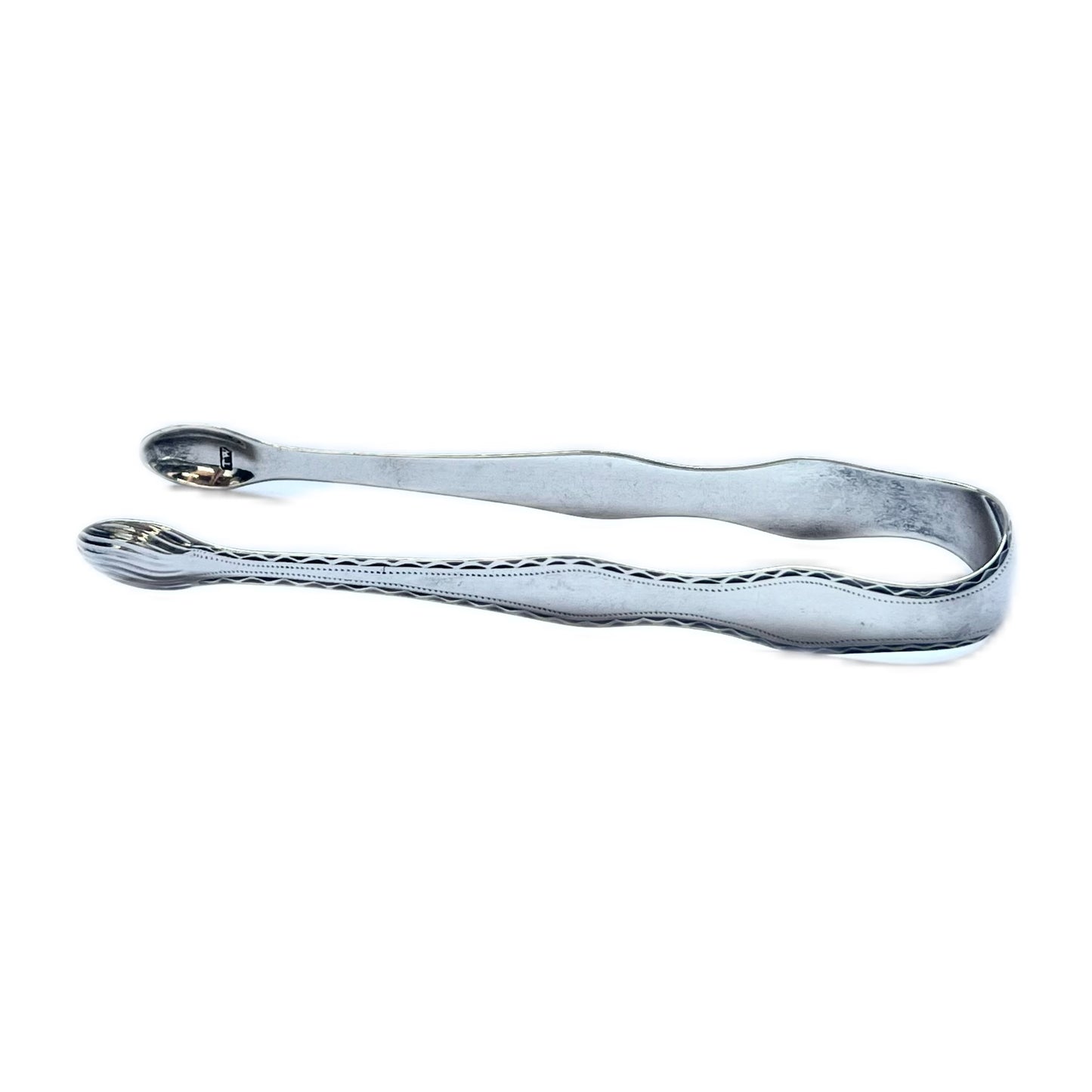 George III bright cut English provincial silver sugar tongs,Thomas Watson, Newcastle