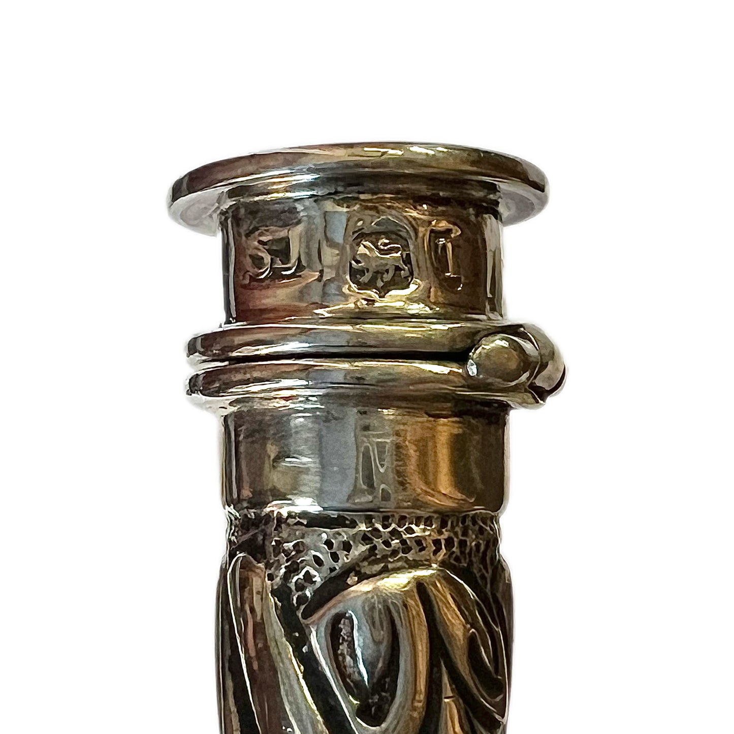 Late Victorian crested sterling silver ‘Mr Punch’ novelty sealing wax & matches holder