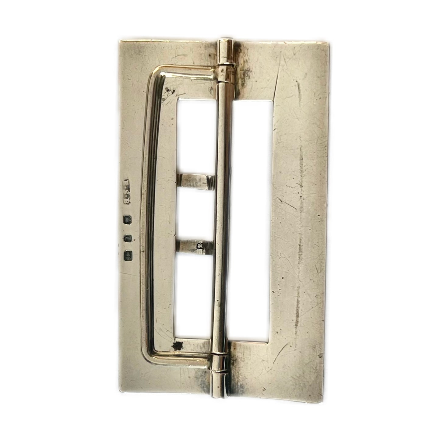 Late Victorian sterling silver and enamel belt buckle