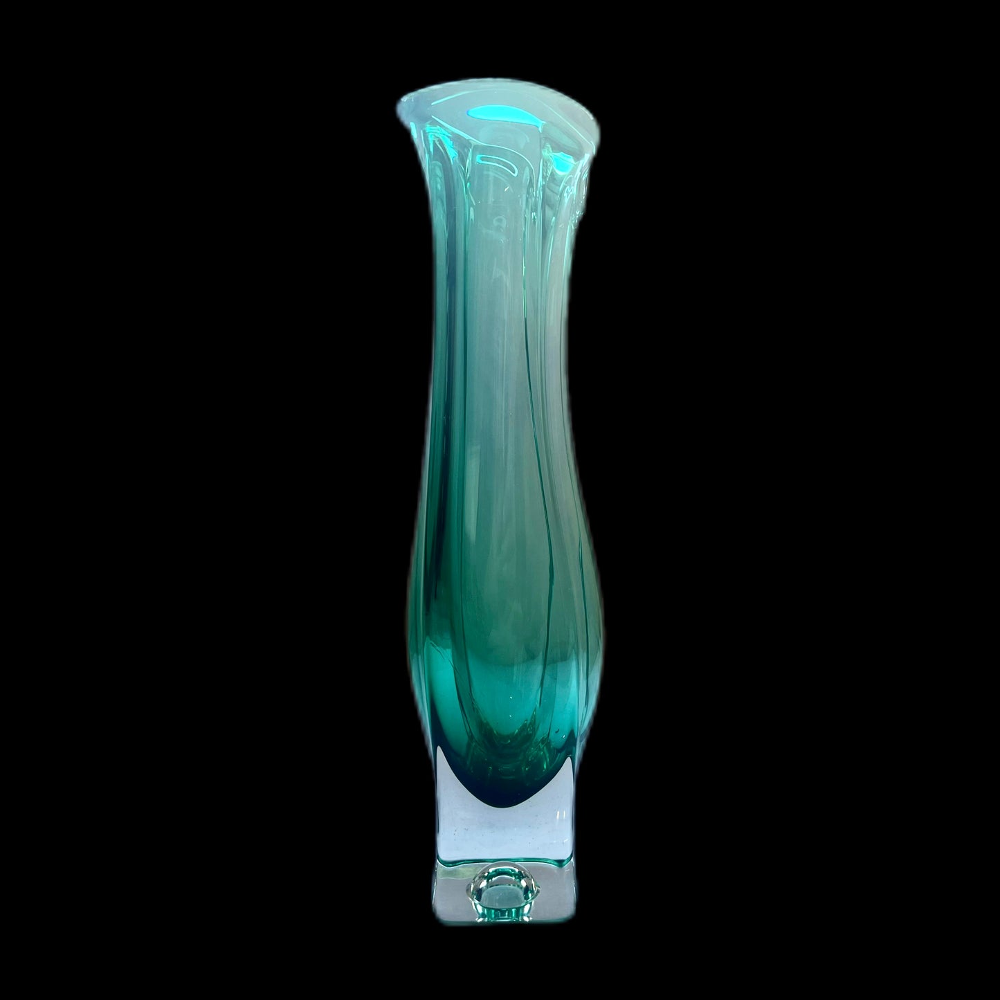 Large vintage handblown Murano green glass vase