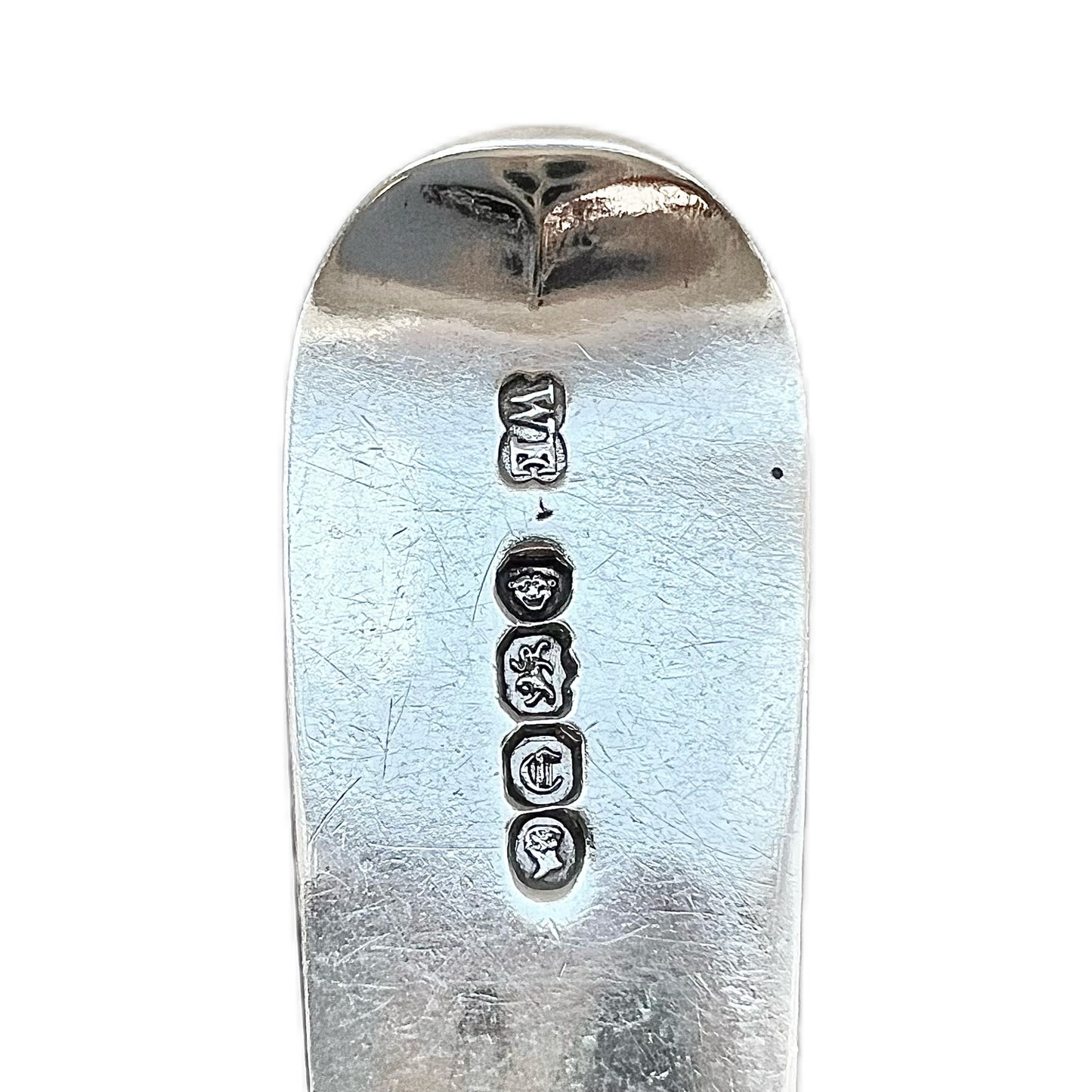 Early Victorian English sterling silver butter spreader, William Eaton