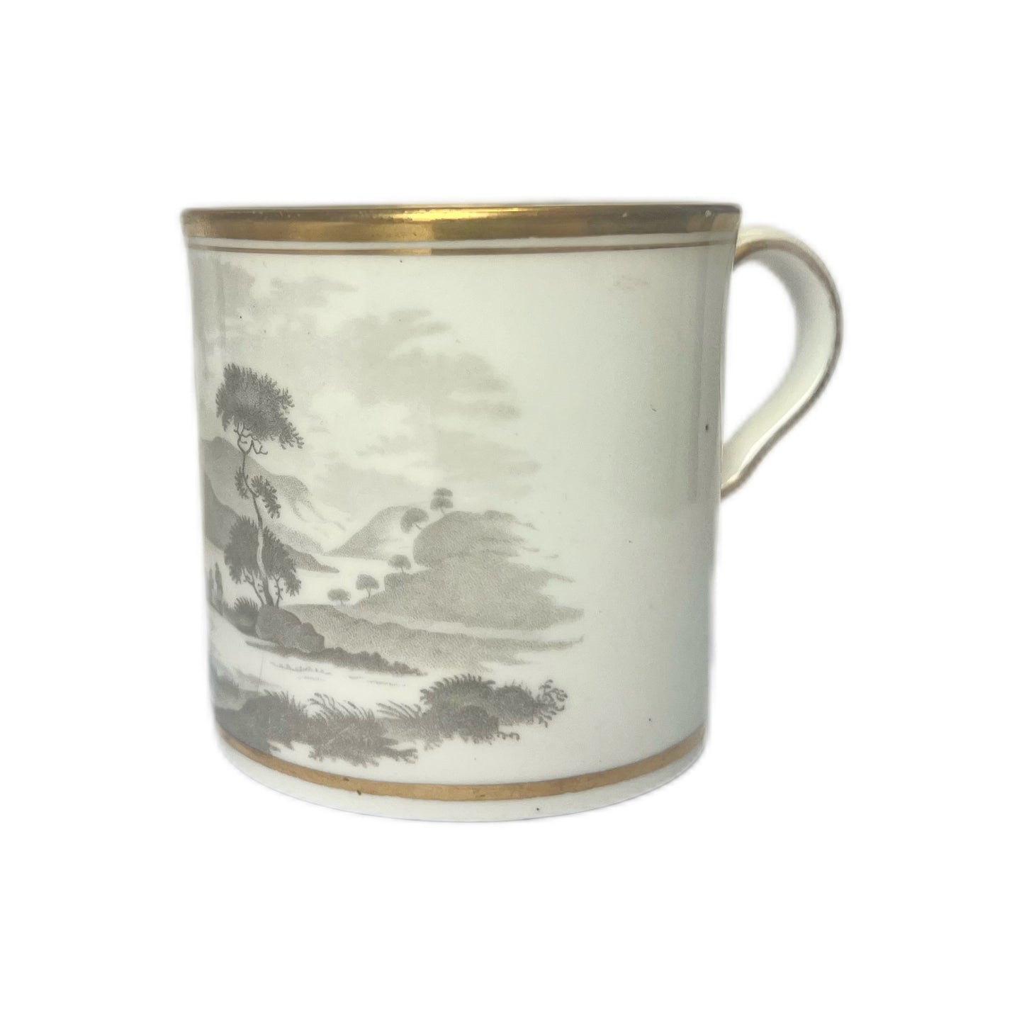 #1 Antique Spode Bat Ware coffee can, pattern 557