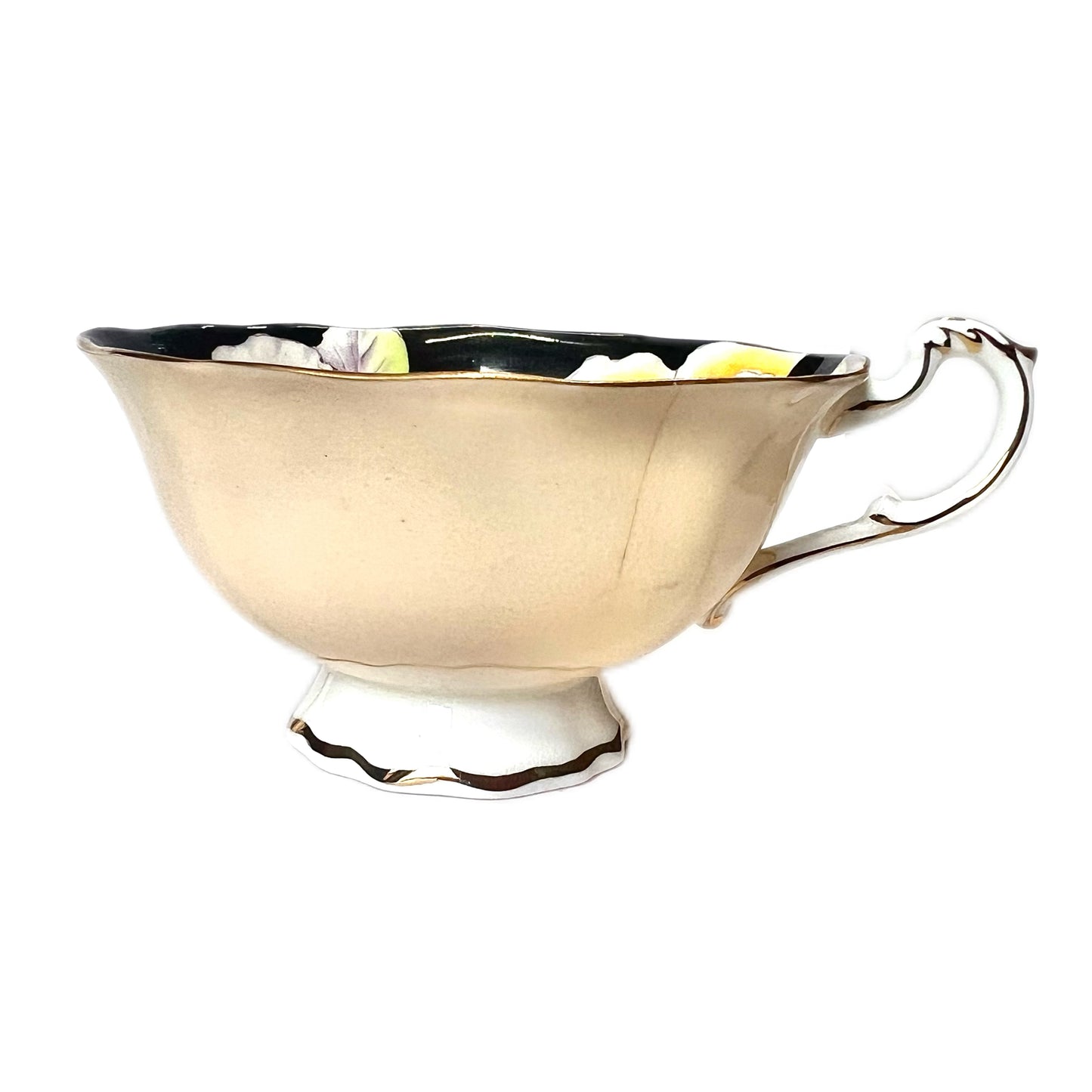 Near antique 1930s Paragon Yellow Pansy teacup and saucer as found