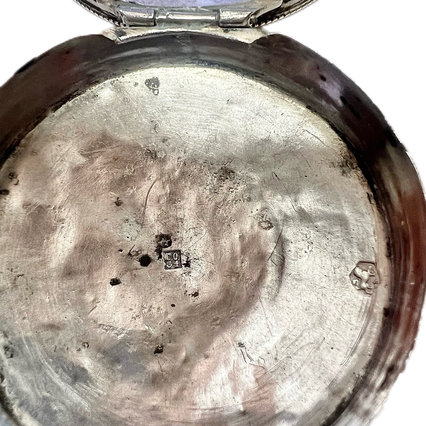 Antique .833 Dutch silver engraved snuff or pill box