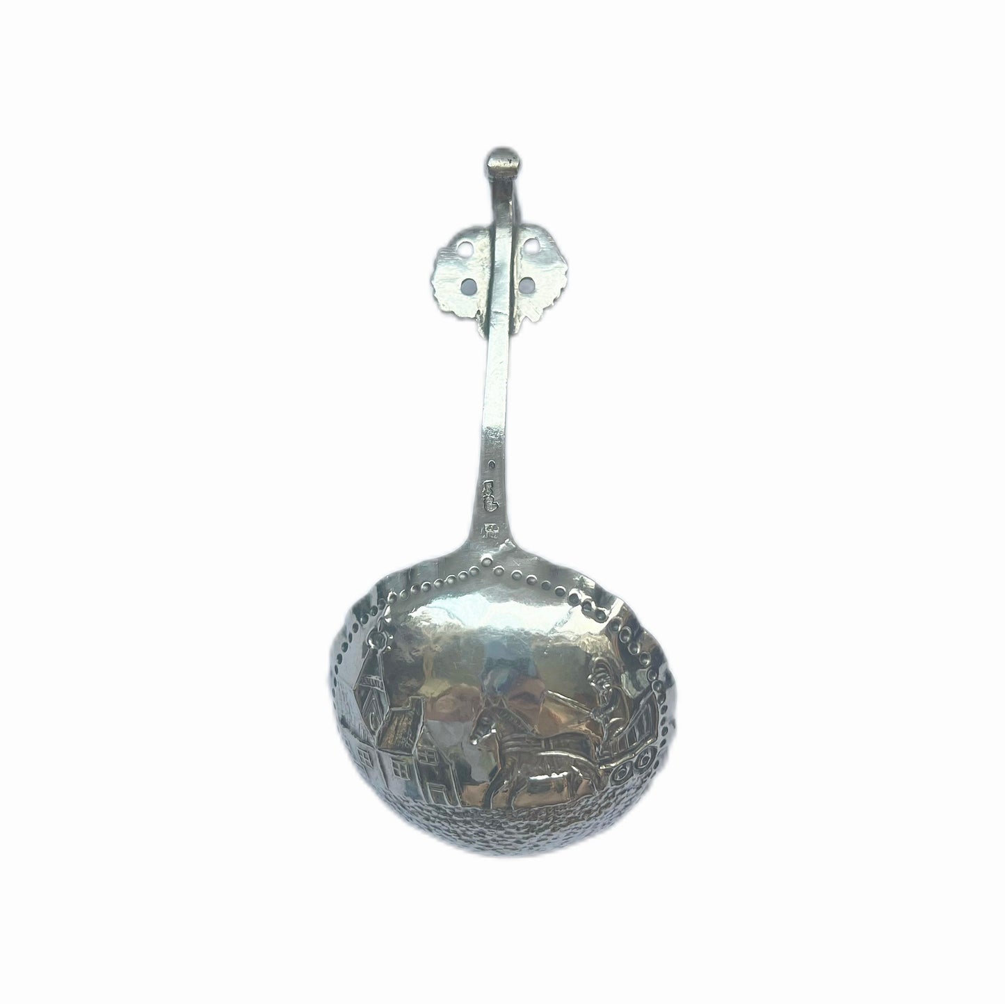 Antique 19th century Dutch silver tea caddy spoon