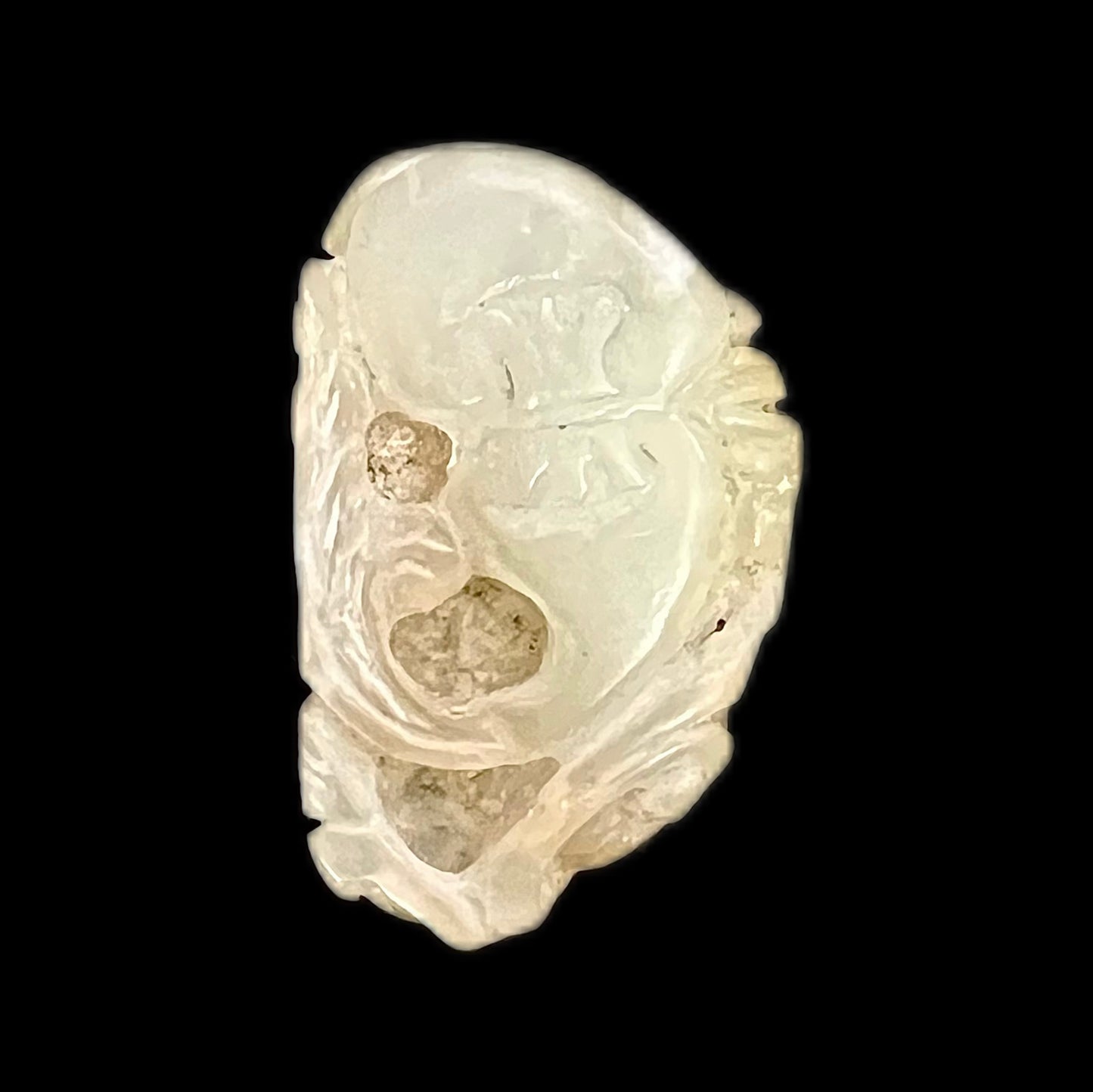 Vintage white jade dragon-carp pendant