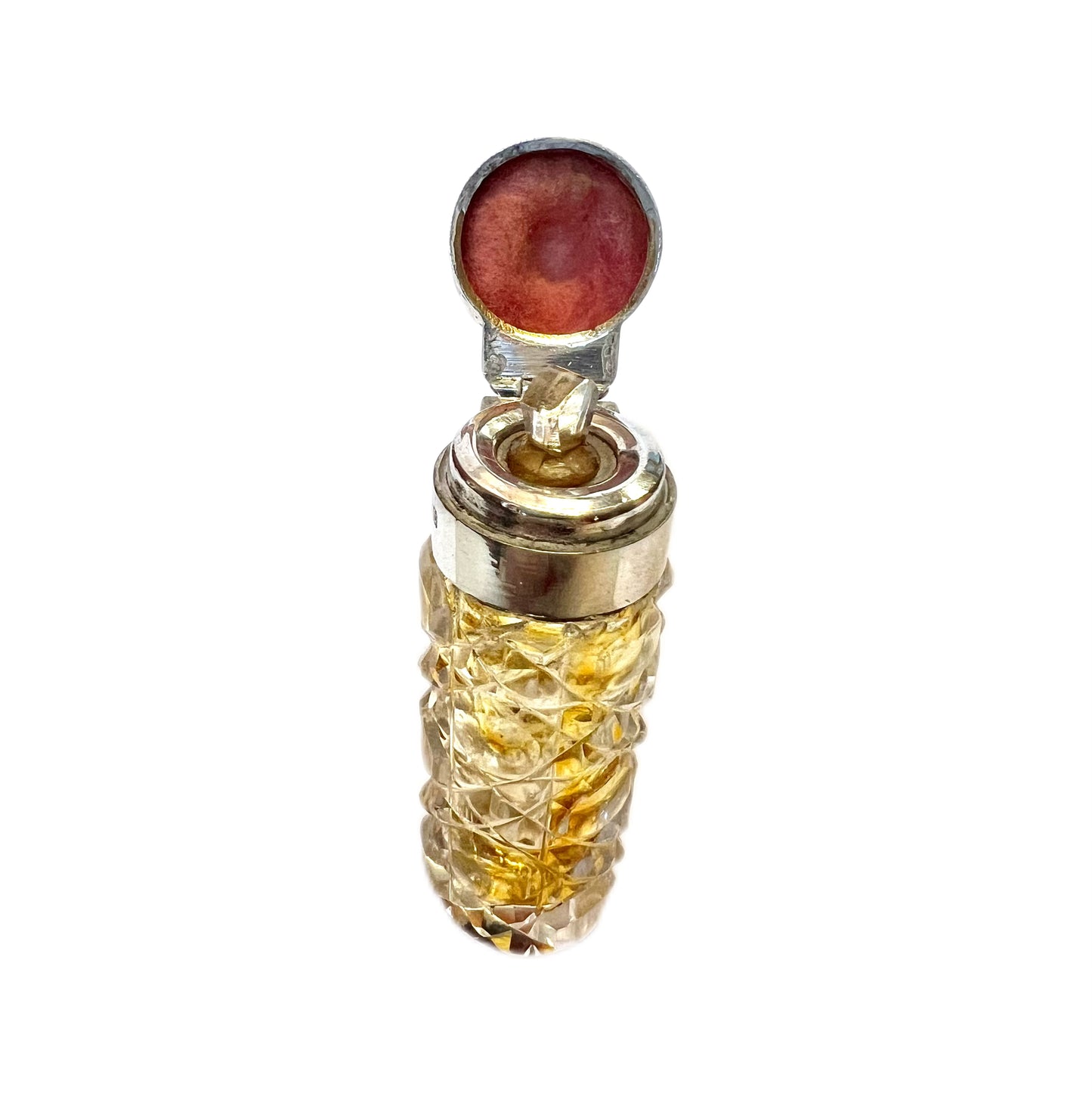 Antique Edwardian sterling silver and cut glass miniature scent bottle