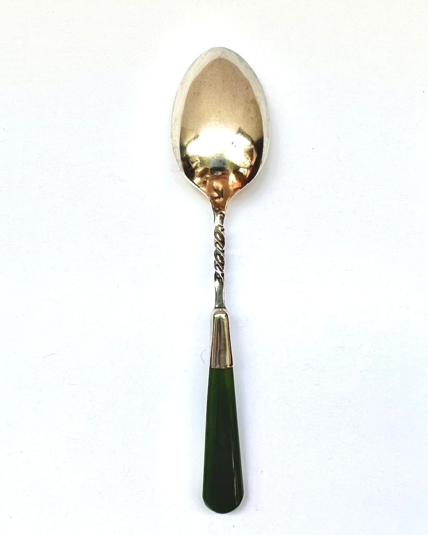 Antique New Zealand gilt on sterling silver tea spoon, Birmingham, 1924, James Swann & Son