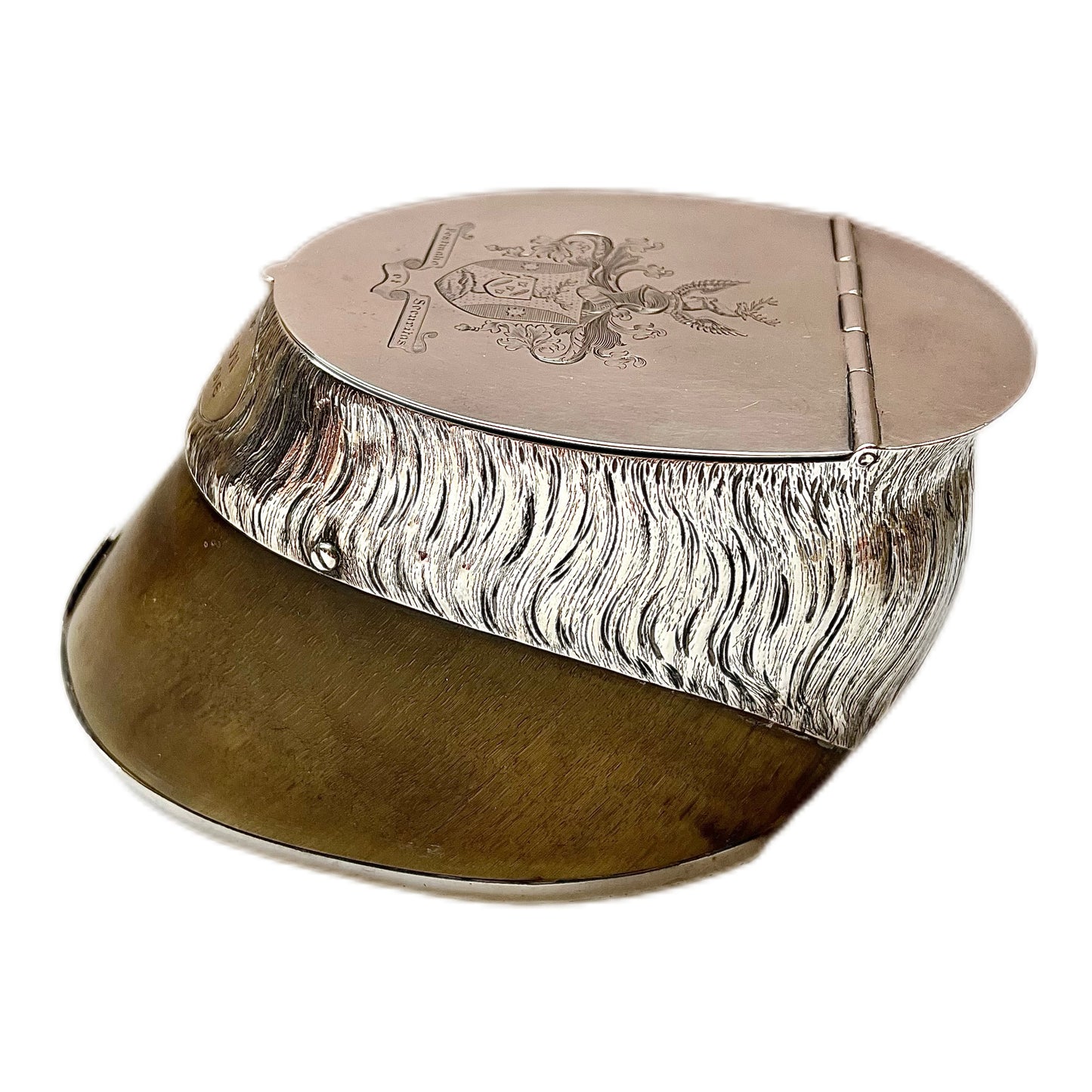 Antique rare sterling silver racehorse hoof "Ratton" inkwell with original glass liner, Sheffield, 1927, Henry Wigfull