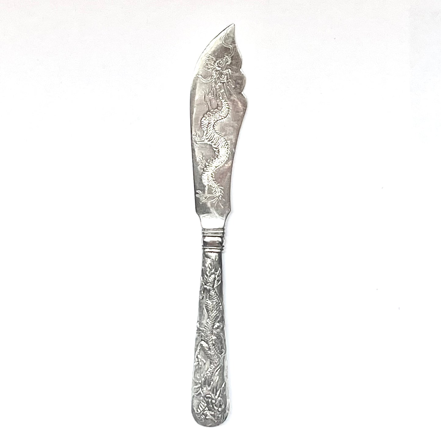 Antique Chinese export silver condiment or cocktail knife, circa mid to late 19th century, Hung Chong, Shanghai, 1830 to 1925.