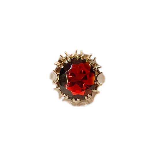 Midcentury Statement 9ct Gold and Garnet Cocktail Ring