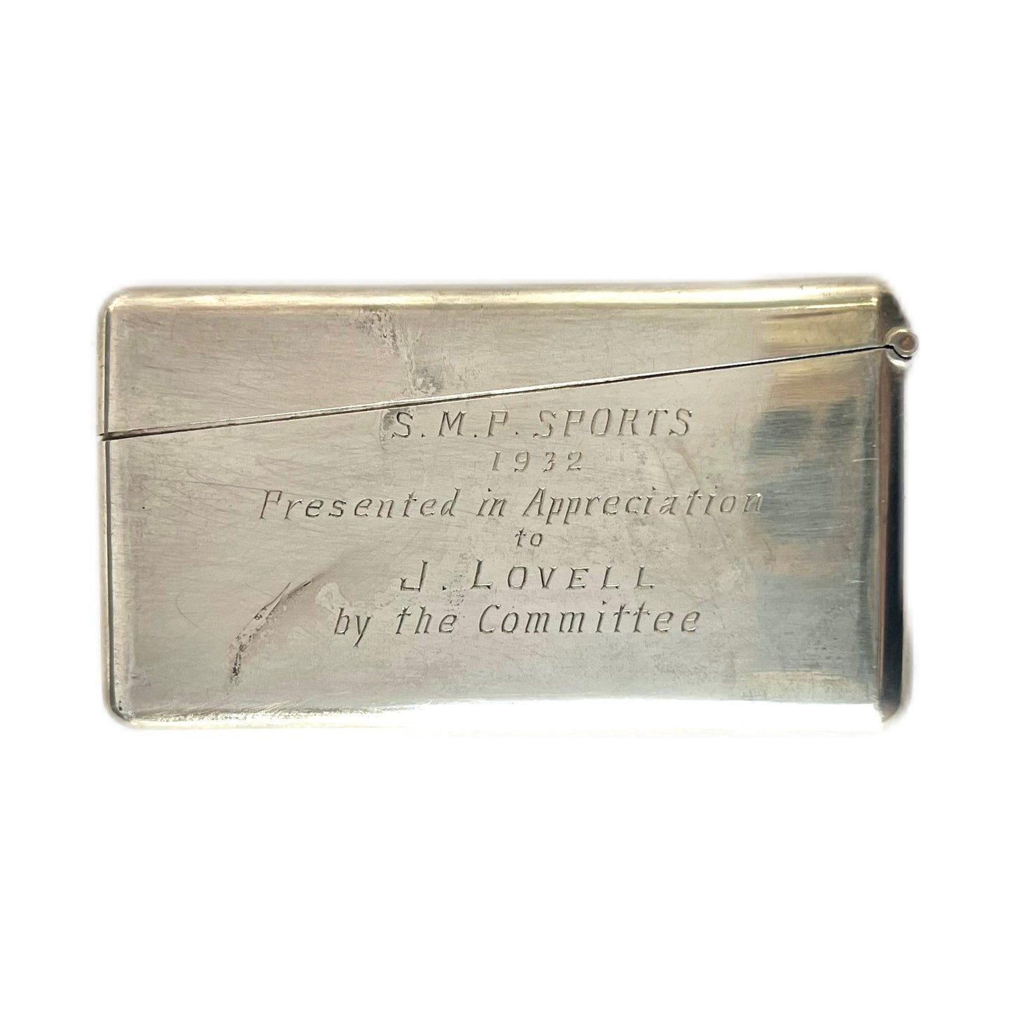 Near antique Chinese export silver Tuck Chang card holder, estate of Shanghai Police Supt. J.F. Lovell