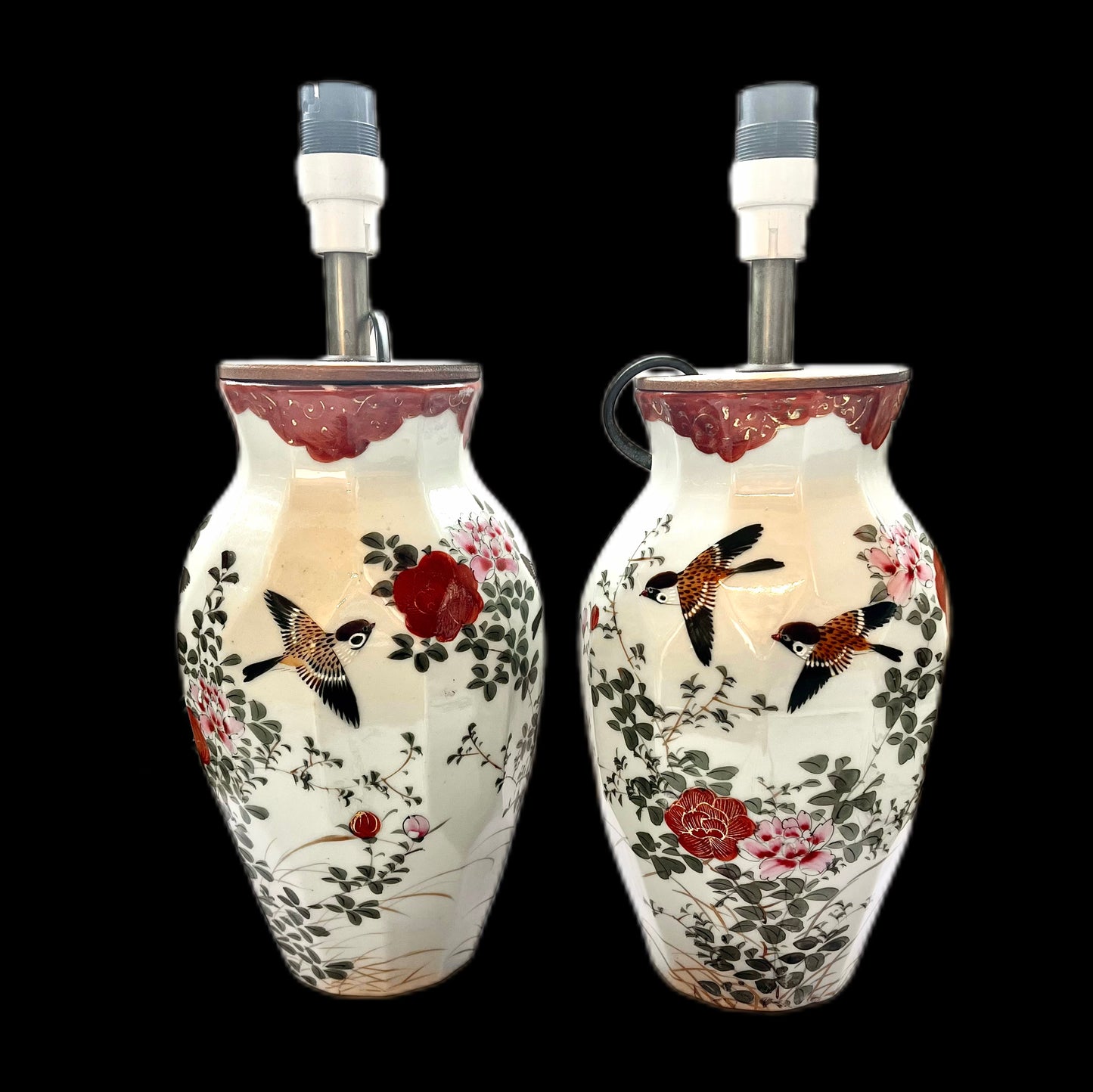 Pair of Meiji Period Nishiura Enji Lamp Vases, 19th century