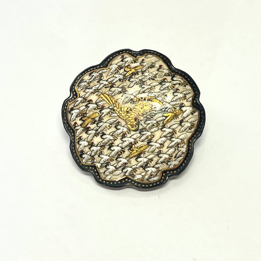 Late Meiji to Taisho Period Satsuma thousand crane brooch