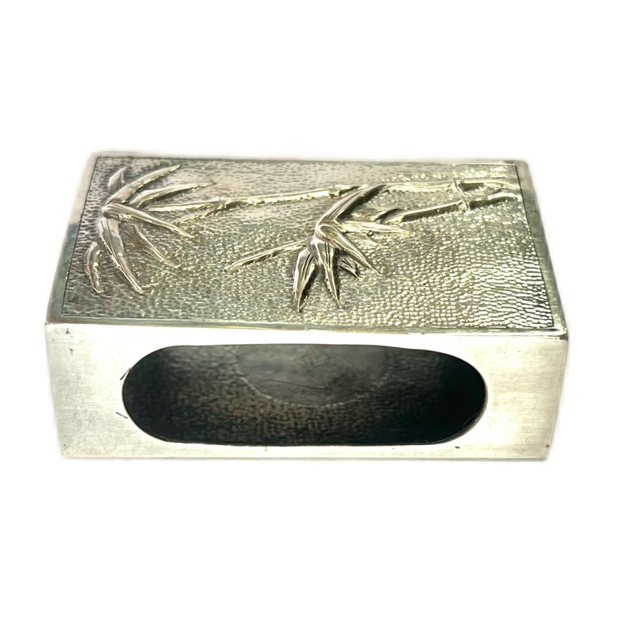 Near antique Chinese export silver Tuck Chang matchbox holder, estate of Shanghai Police Supt. J.F. Lovell