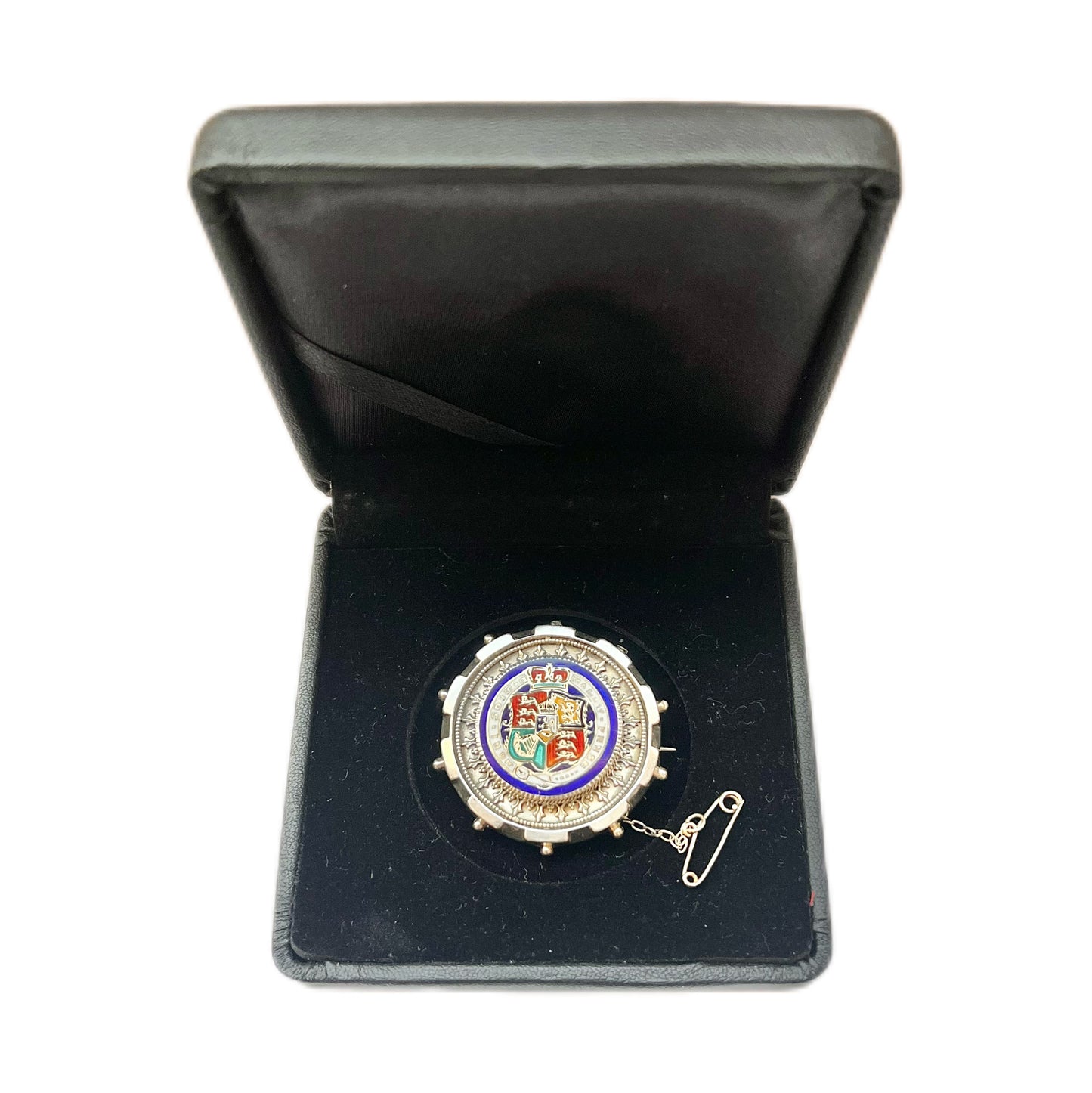Antique  Victorian silver brooch with enamelled British George III 1816 shilling