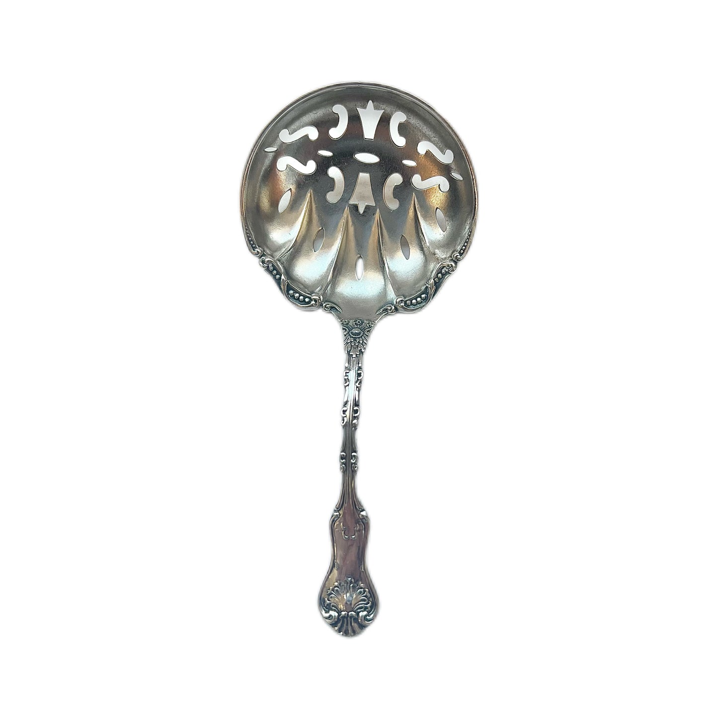 Antique sterling silver pierced spoon