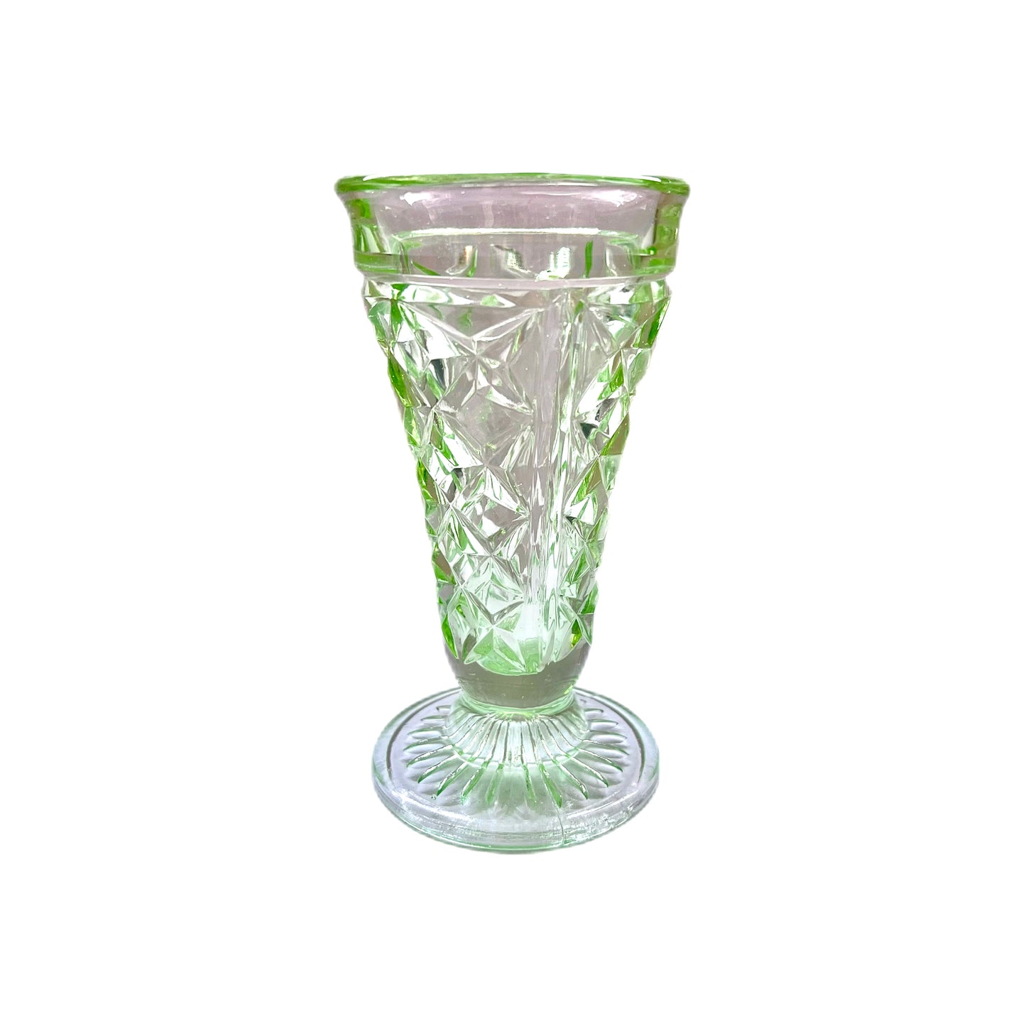 Art Deco uranium glass vase circa 1920s to 1930s