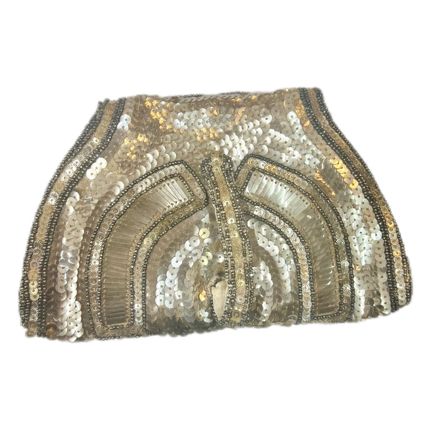 Beautiful Art Deco sequinned evening purse with compact and comb-holder