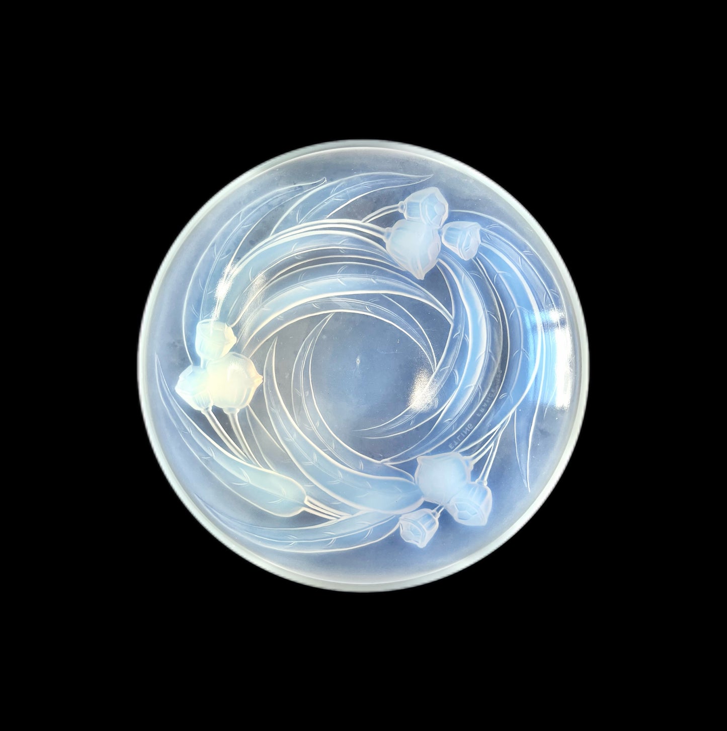 Antique French Art Deco opalescent glass dish by Etling et Cie