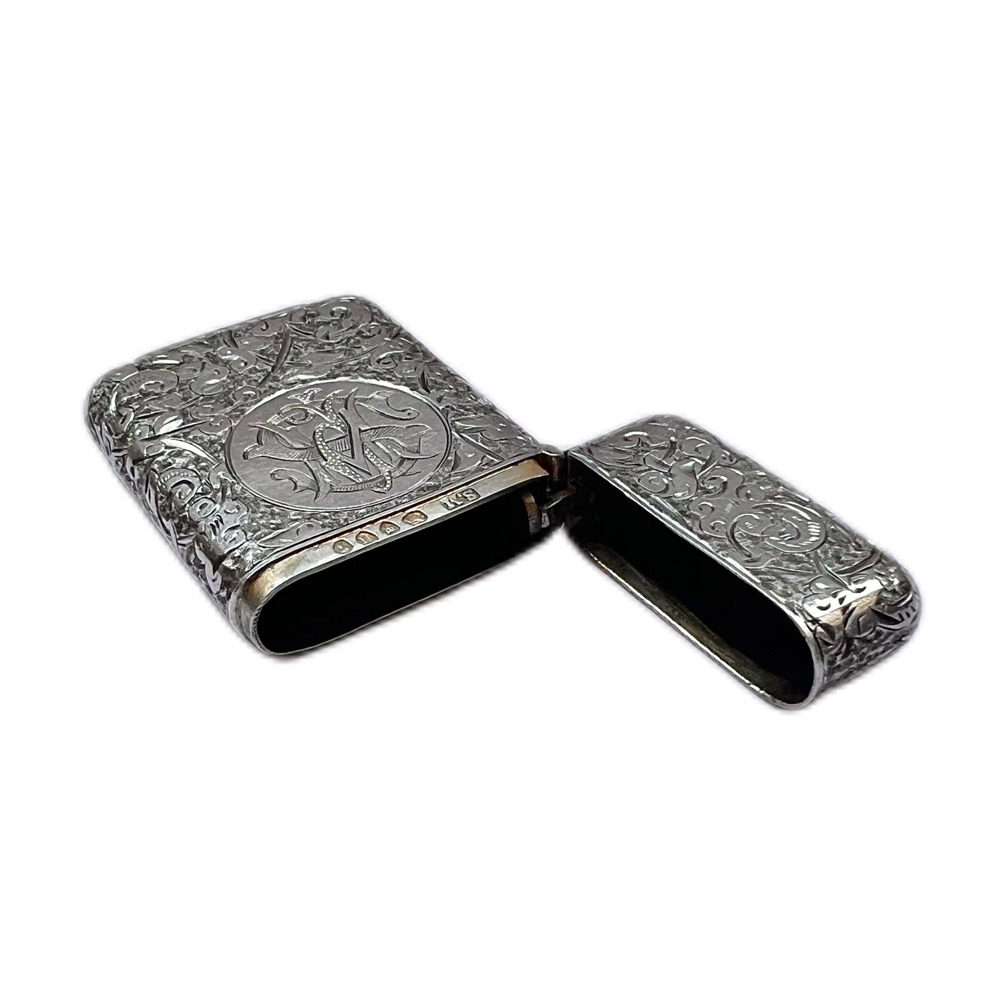 High Victorian Sampson Mordan & Co sterling silver vesta case, London, 1883