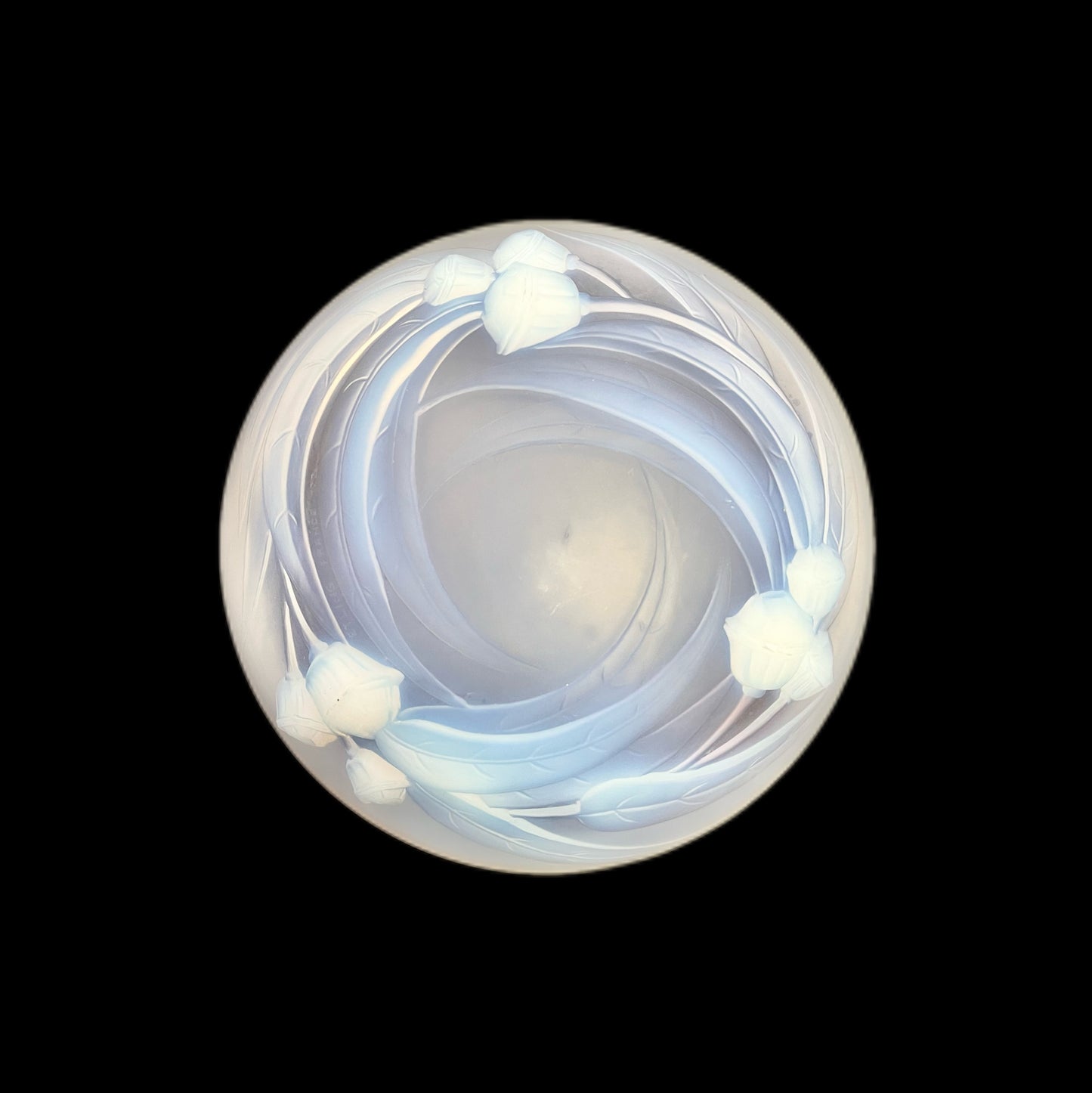 Antique French Art Deco opalescent glass dish by Etling et Cie