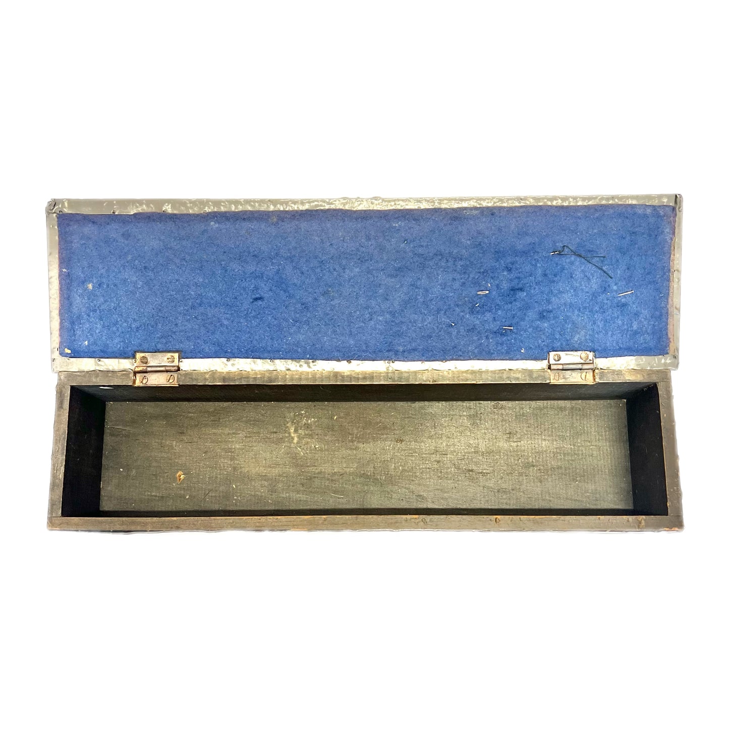 Antique British Arts & Crafts white metal and timber box