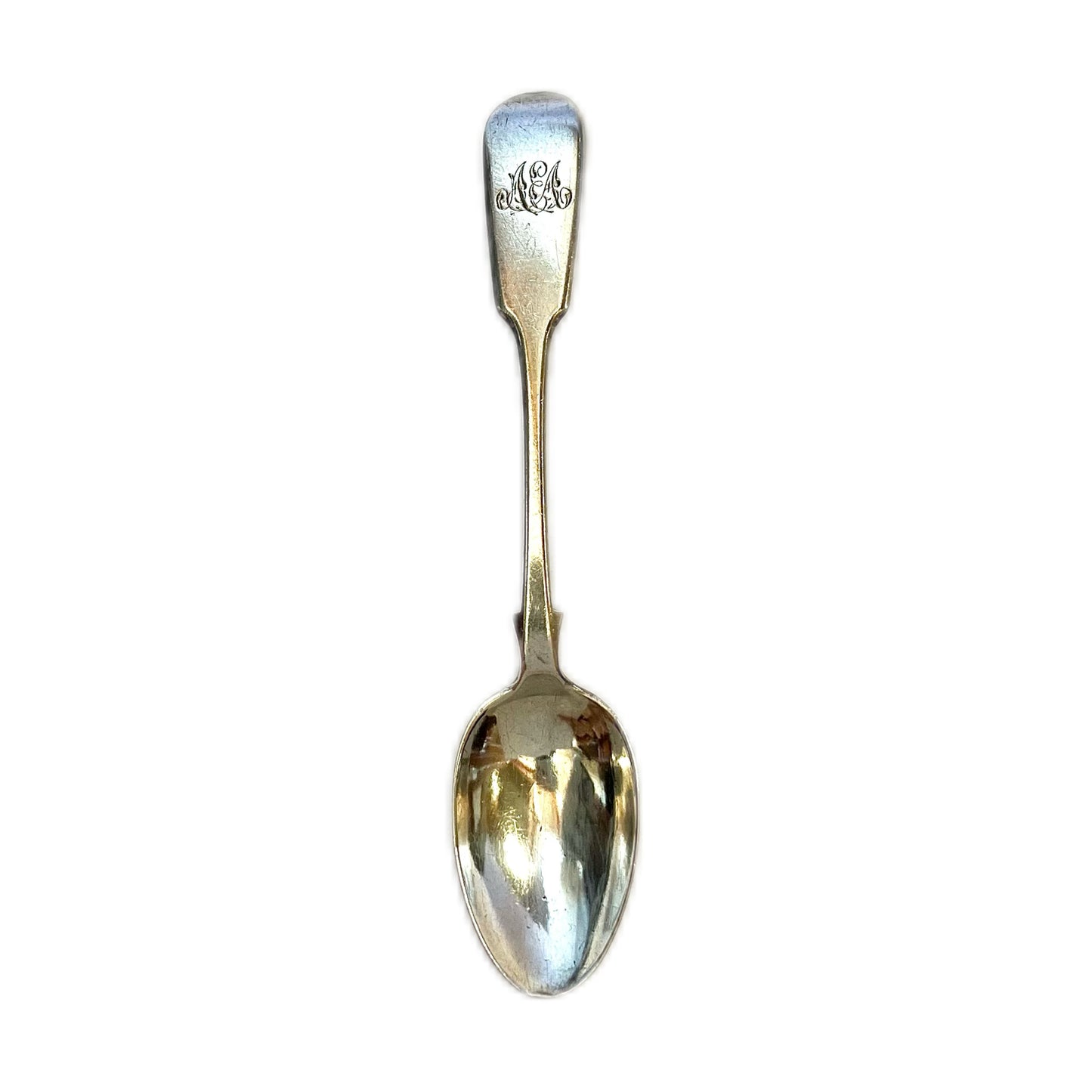 Antique Victorian English provincial silver teaspoon. Exeter, 1876.