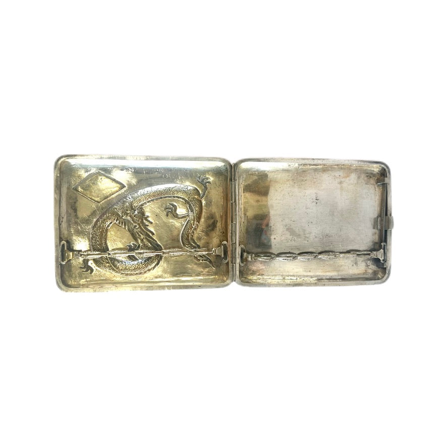 Near antique Chinese export silver cigarette case, estate of Shanghai Police Supt. J.F. Lovell