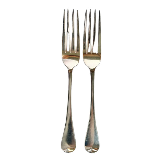 Pair of antique Victorian Hanoverian pattern crested sterling silver entree forks