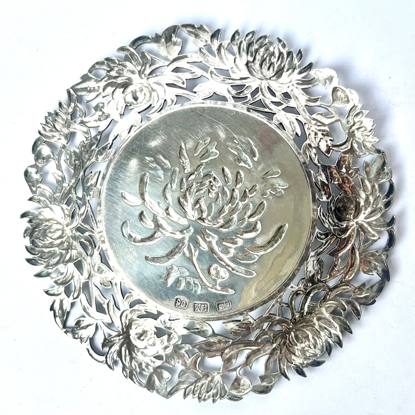 Stunning antique Chinese export silver trinket dishes (sold individually), marks for Wang Hing and Shao Ji