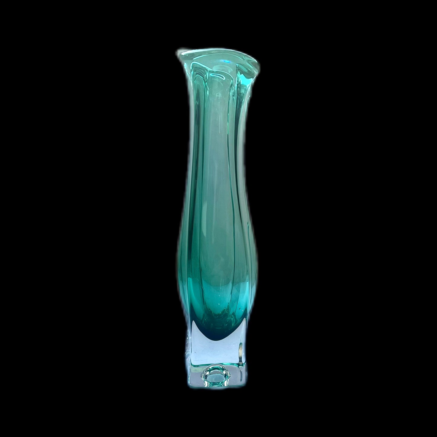 Large vintage handblown Murano green glass vase