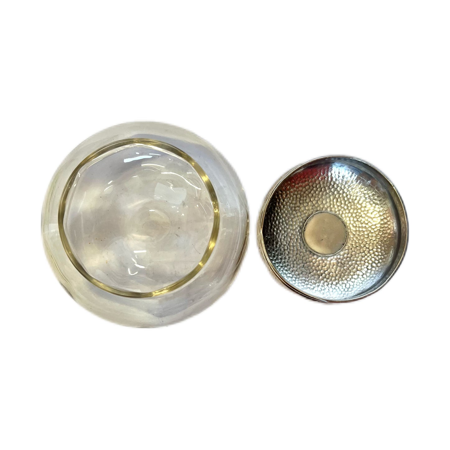 Antique George V glass and sterling silver toiletry jar