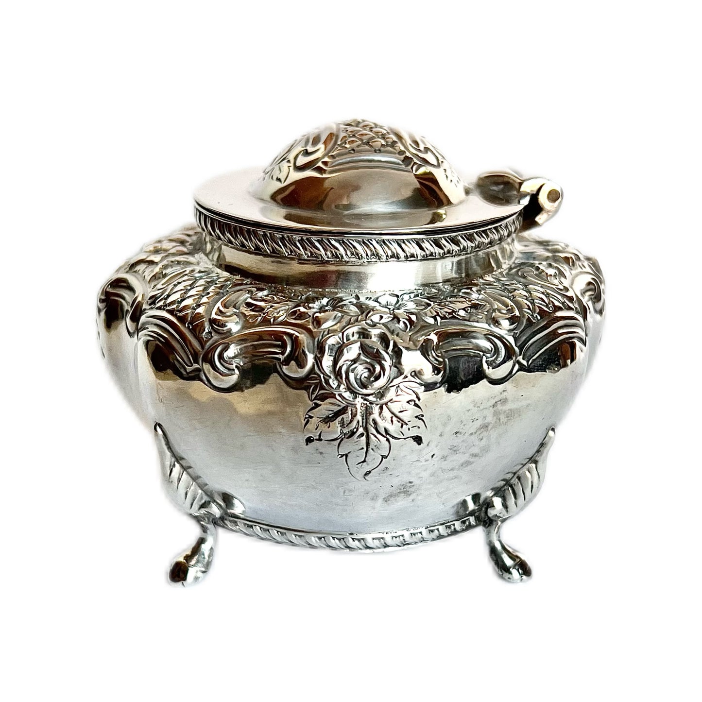 Late Victorian sterling silver jewellery casket