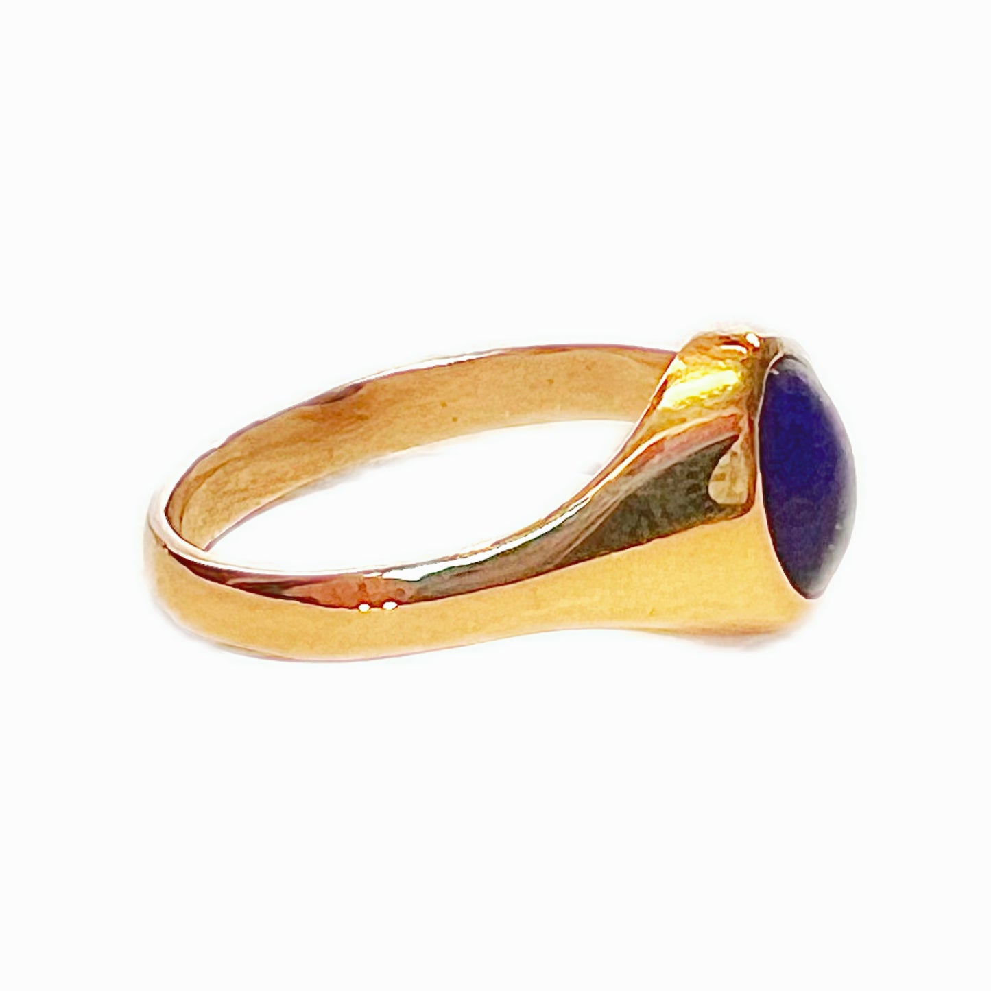 Vintage 9ct gold and lapis signet ring with associated box