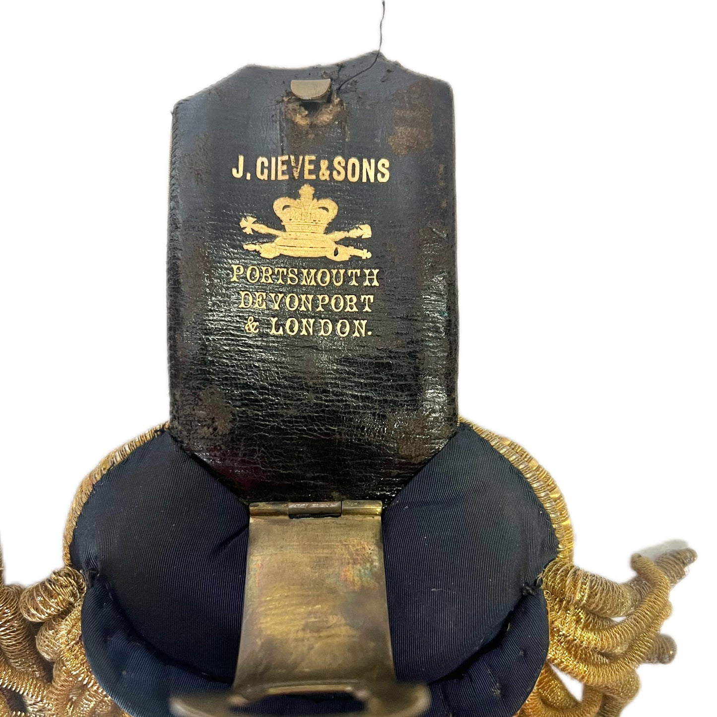 Late Victorian to early Edwardian regulation Royal Navy epaulettes by J. Gieve & Sons