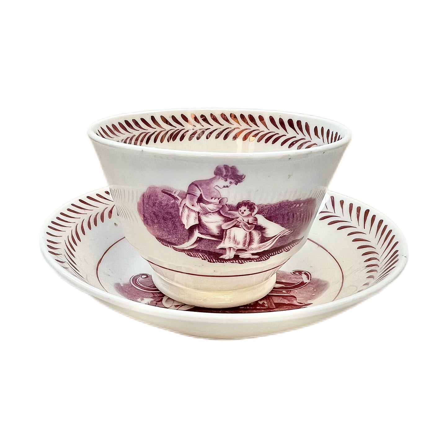 Antique Miles Mason English tea bowl and matching saucer c 1810