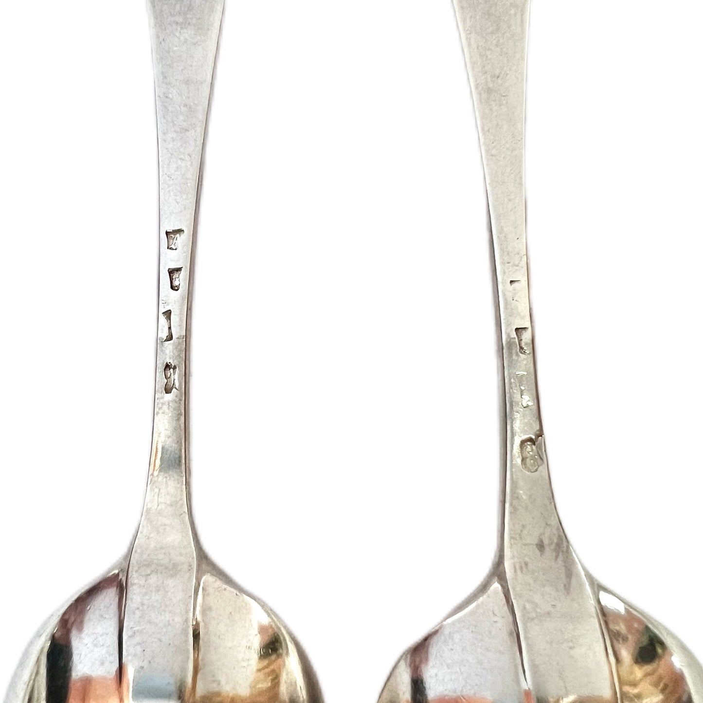 Pair of antique George II crested sterling silver tablespoons