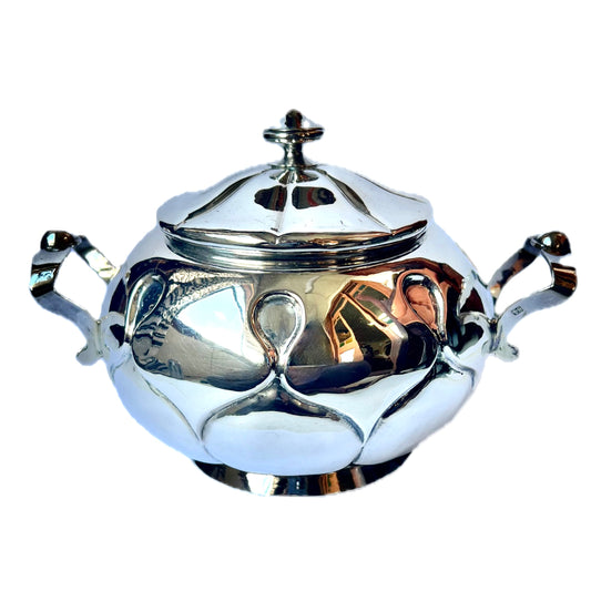 Russian Imperial .875 silver lidded cache pot with hinged lid and twin handles, circa Tsar Alexander II’s reign