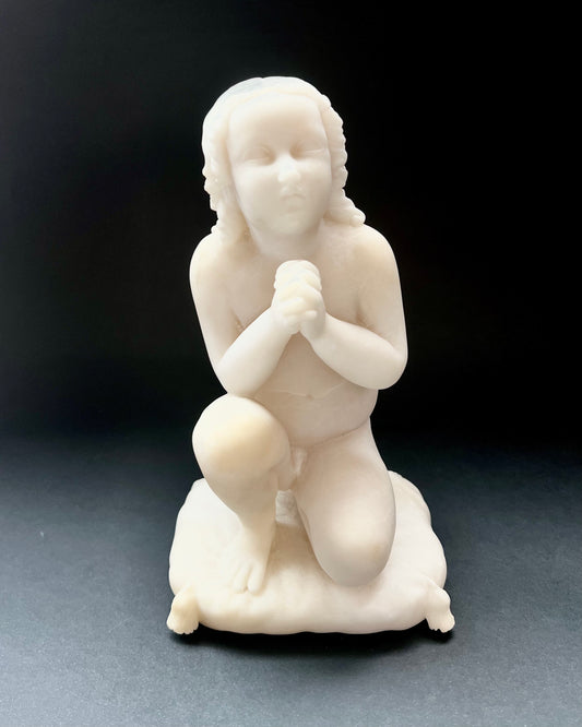 19th century antique alabaster sculpture after Luigi Pamplona’s Praying Boy