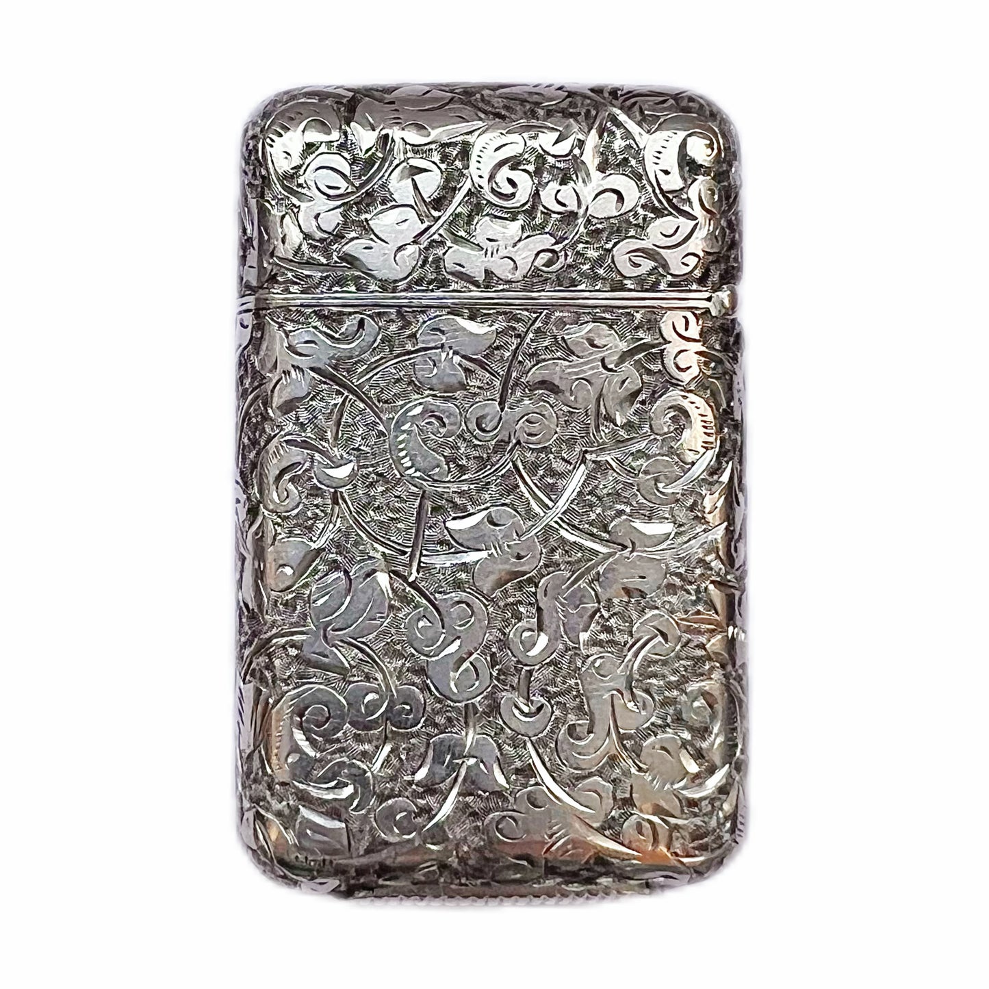 High Victorian Sampson Mordan & Co sterling silver vesta case, London, 1883